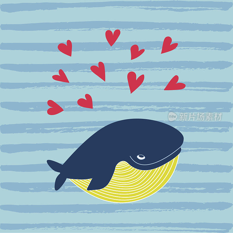 Cartoon Whale vector card